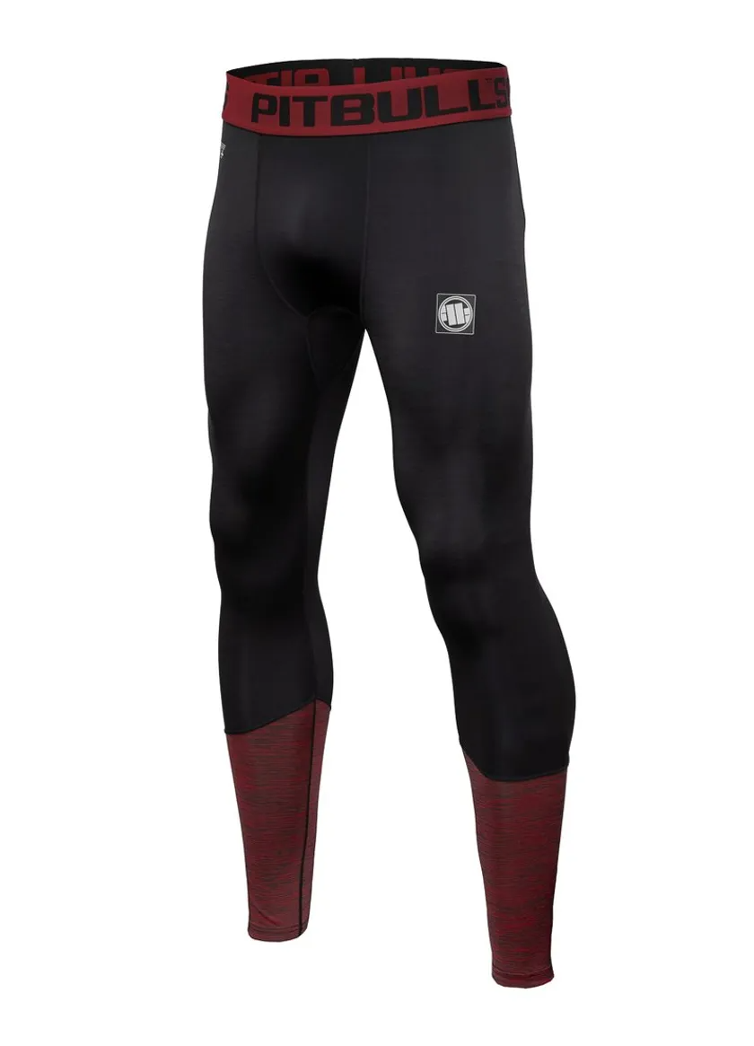 Pitbull Legginsy Treningowe Męskie Performance Pro Plus Small Logo Czerwone