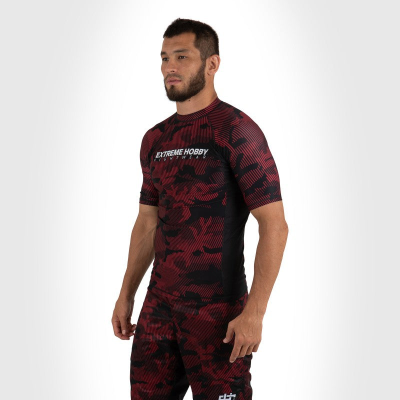 Extreme Hobby Rashguard Męski Krótki Rękaw Havoc Czerwony