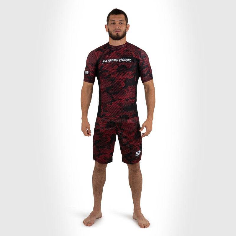 Extreme Hobby Rashguard Męski Krótki Rękaw Havoc Czerwony
