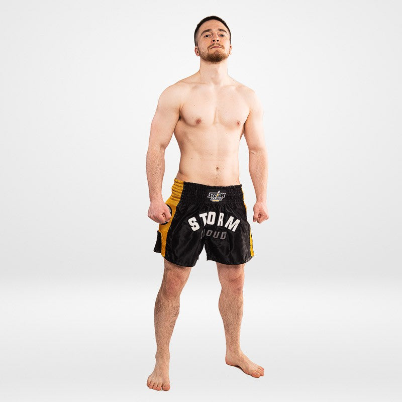 StormCloud Spodenki Muay Thai Headline Czarne/Żółte