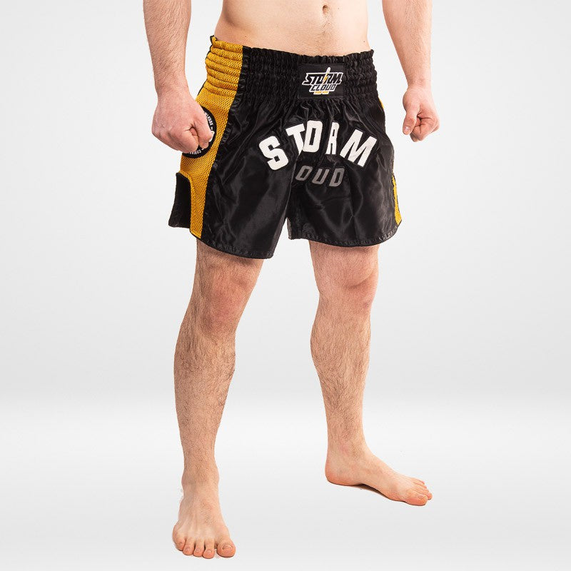 StormCloud Spodenki Muay Thai Headline Czarne/Żółte