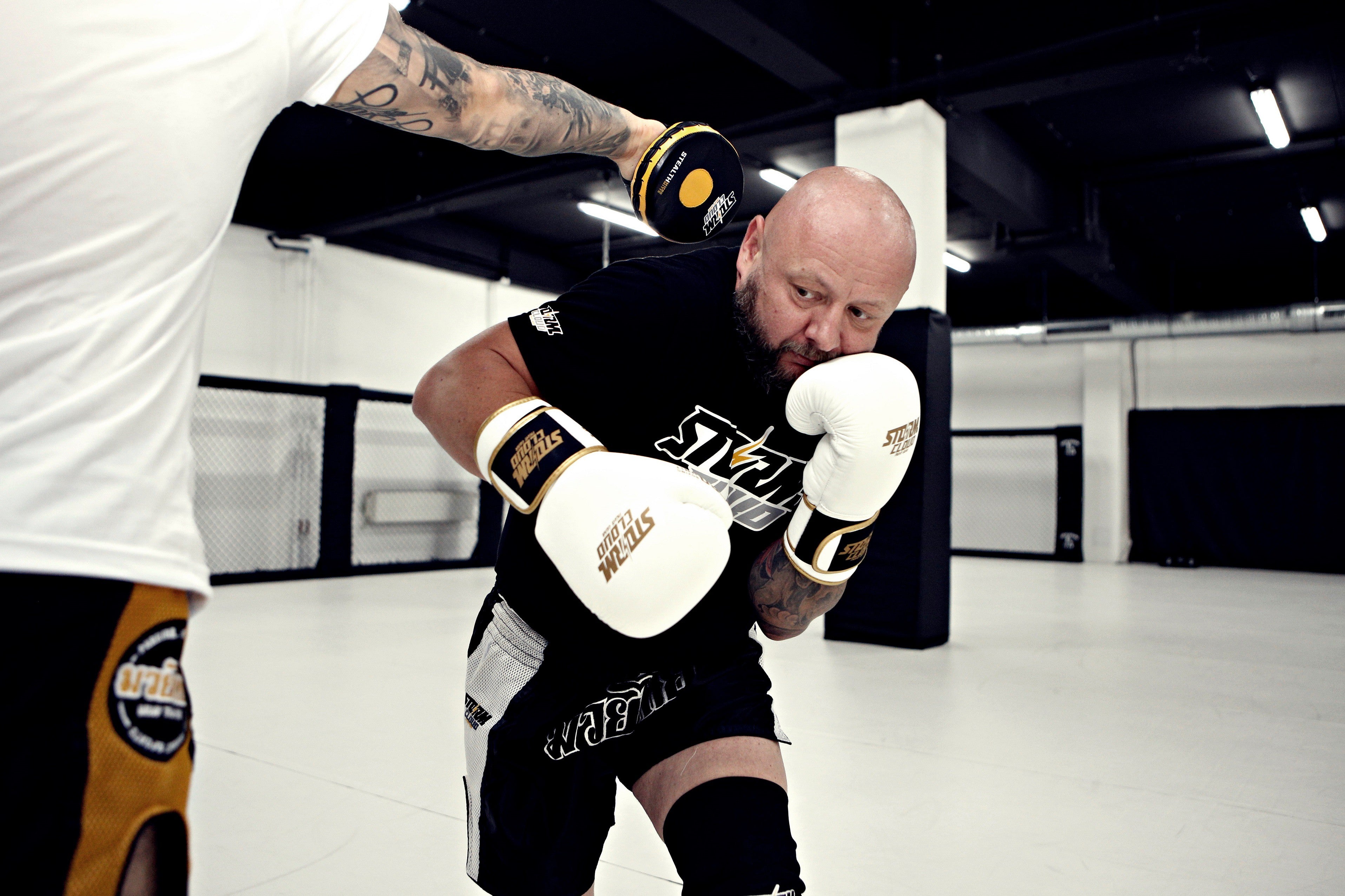 StormCloud Rękawice Bokserskie ze skóry naturalnej Boxing Pro Białe/Złote
