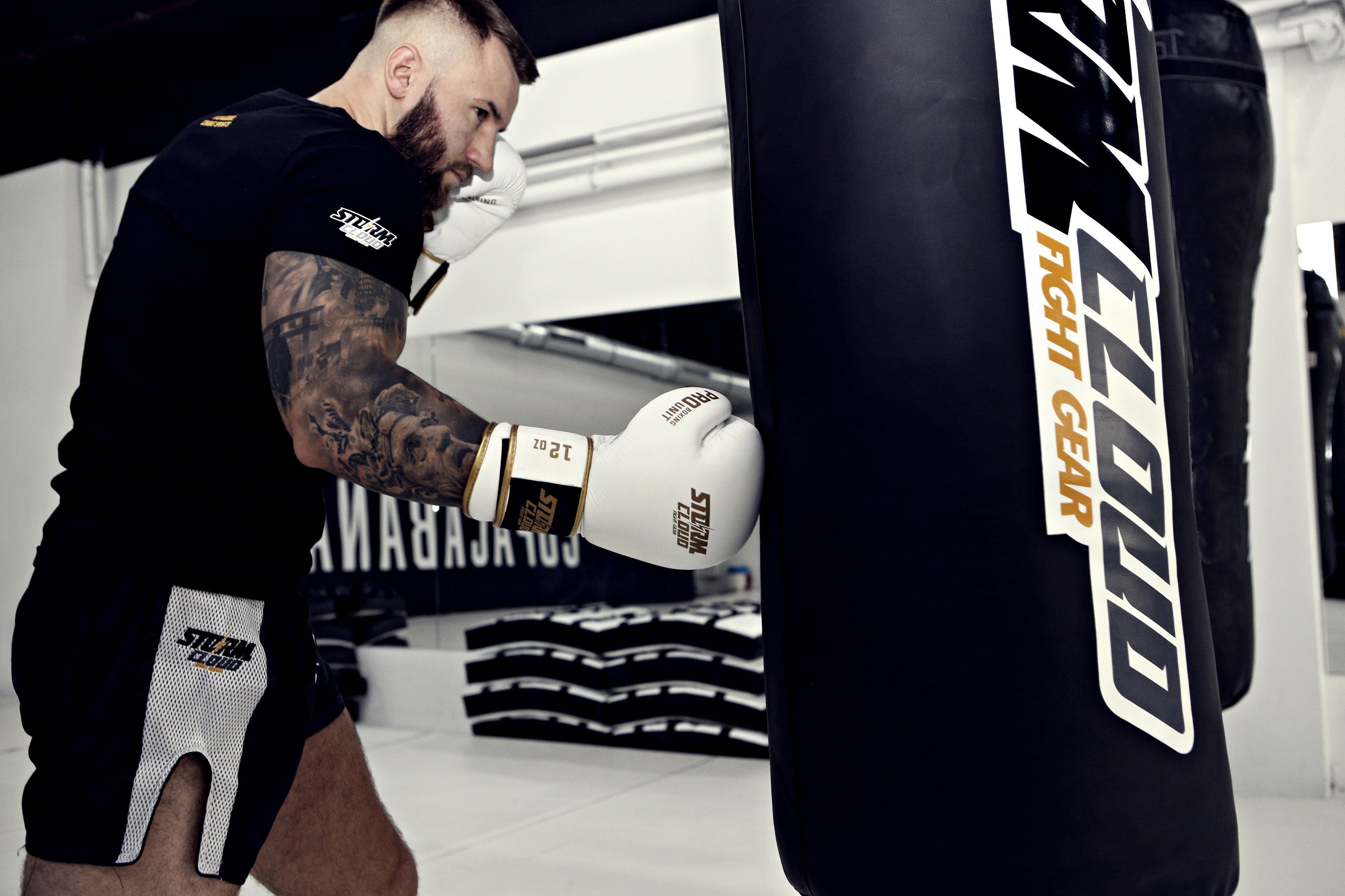 StormCloud Rękawice Bokserskie ze skóry naturalnej Boxing Pro Białe/Złote