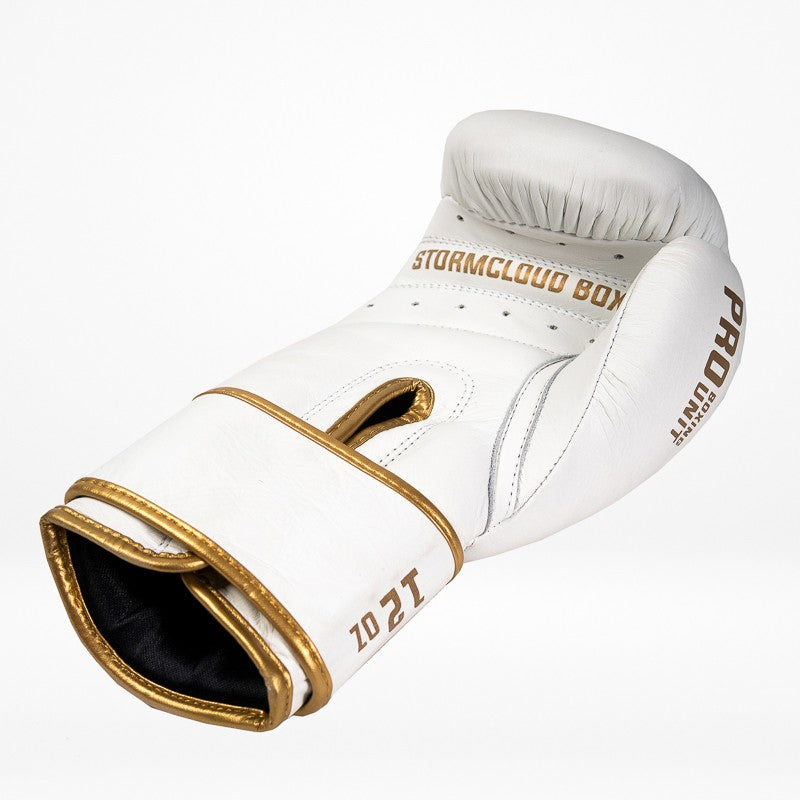 StormCloud Rękawice Bokserskie ze skóry naturalnej Boxing Pro Białe/Złote
