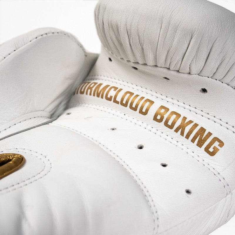 StormCloud Rękawice Bokserskie ze skóry naturalnej Boxing Pro Białe/Złote