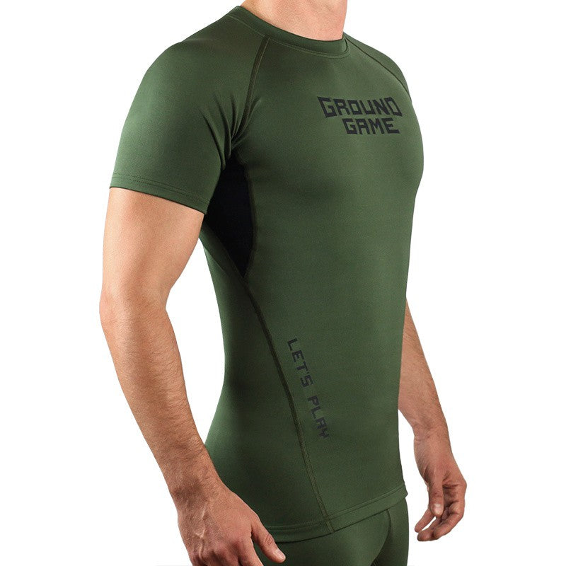 Ground Game Rashguard Męski Athletic Krótki Rękaw Khaki