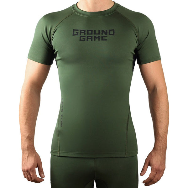 Ground Game Rashguard Męski Athletic Krótki Rękaw Khaki