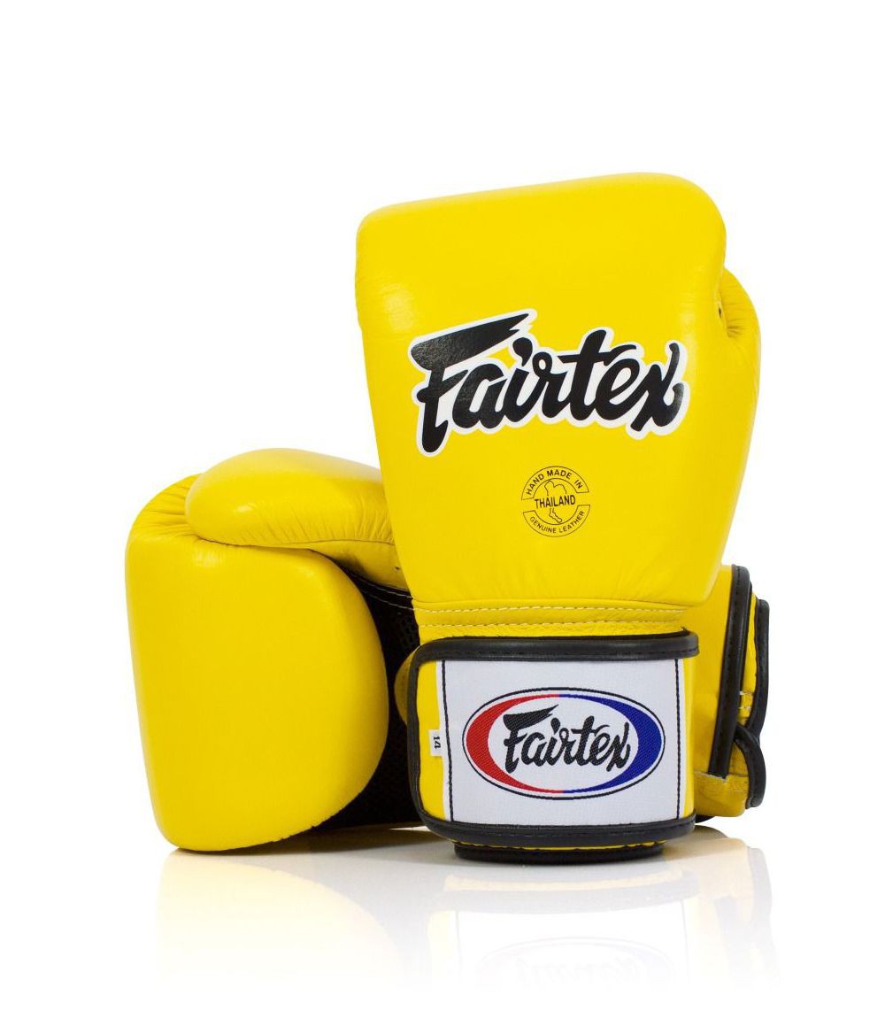 Fairtex Rękawice Bokserskie ze skóry naturalnej BGV1 Breathable Żółte