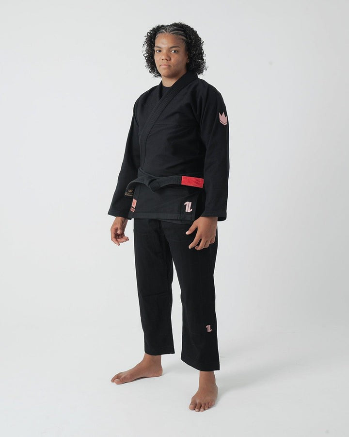 KiNGZ Kimono/Gi BJJ Damskie The One Czarne/Rose z białym pasem w komplecie