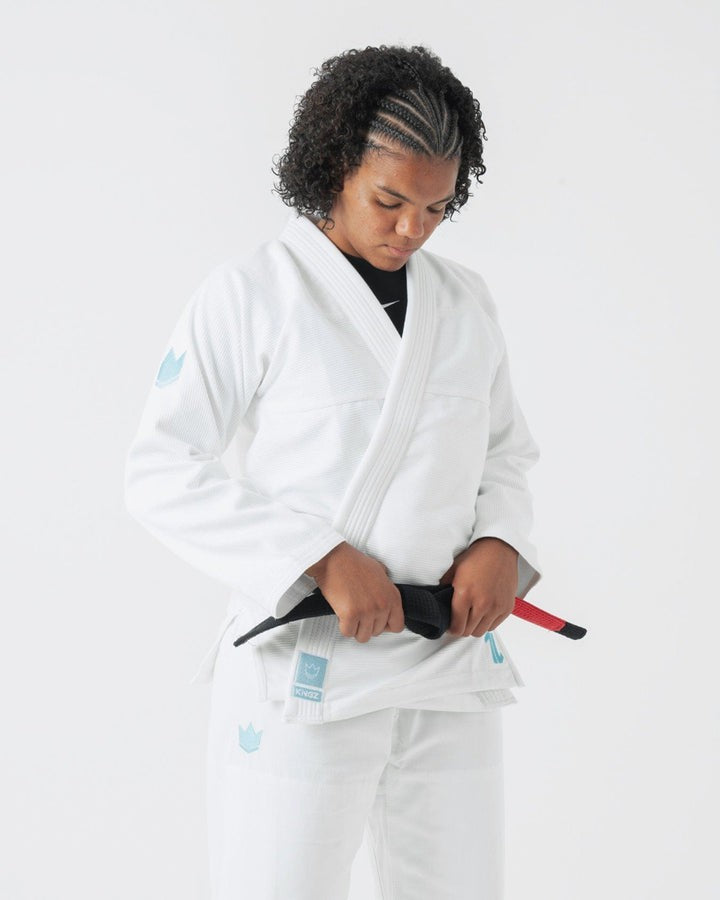 KiNGZ Kimono/Gi BJJ Damskie The One SkyBlue z białym pasem w komplecie