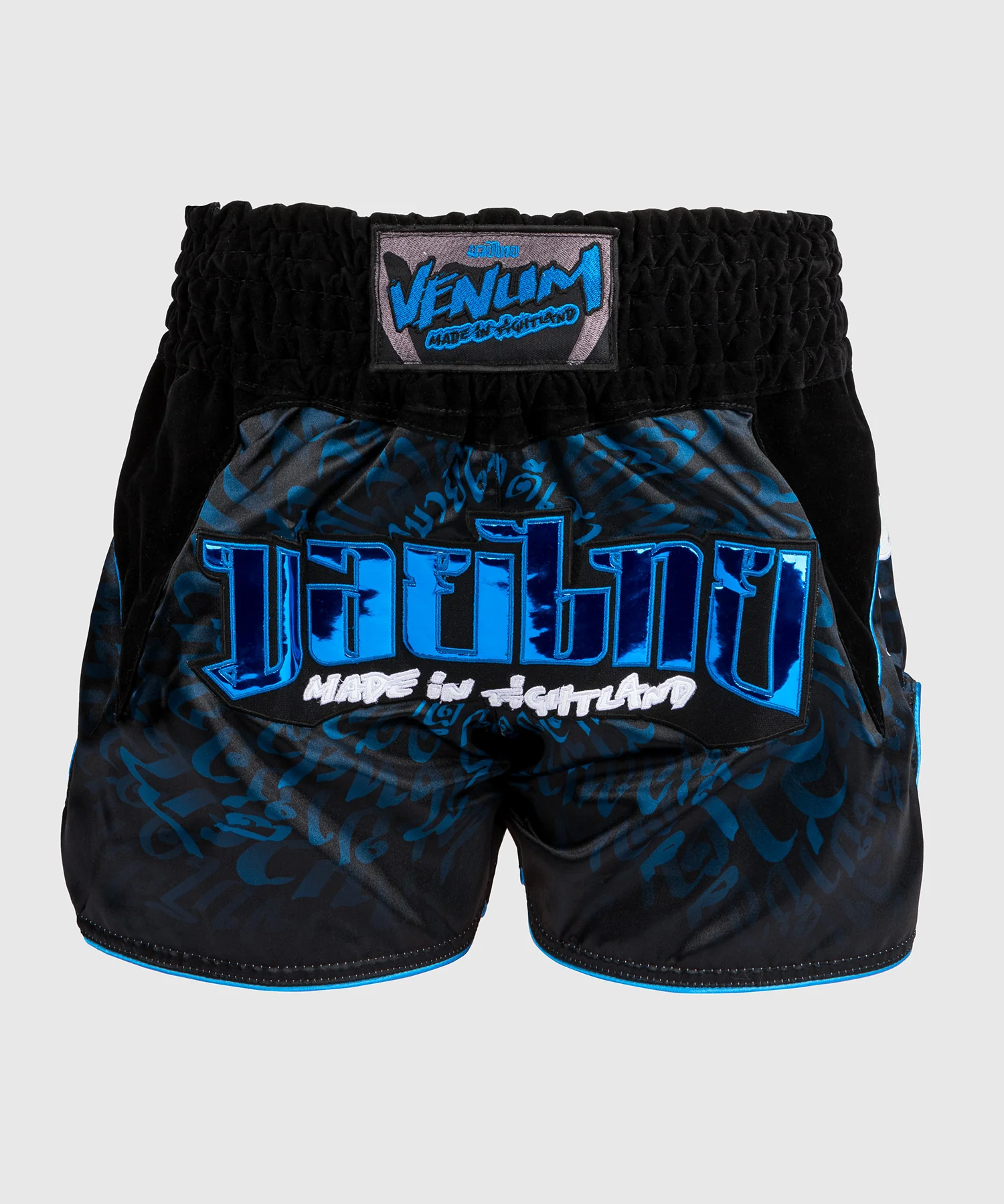 Venum Attack Spodenki do Muay Thai Czarno-Niebieskie