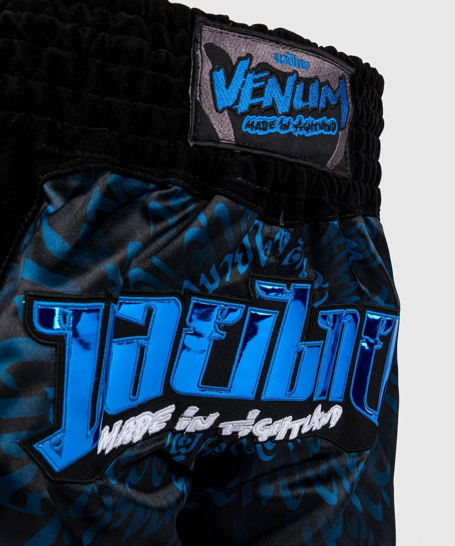 Venum Attack Spodenki do Muay Thai Czarno-Niebieskie