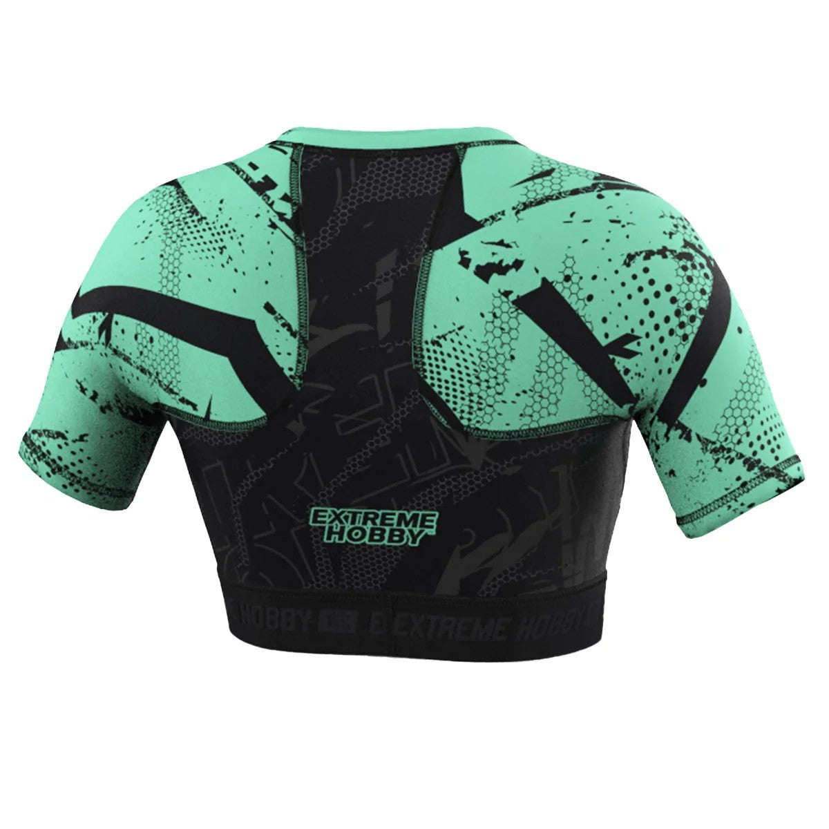 Extreme Hobby Crop Top Damski NEO Krótki Rękaw Czarny/Miętowy