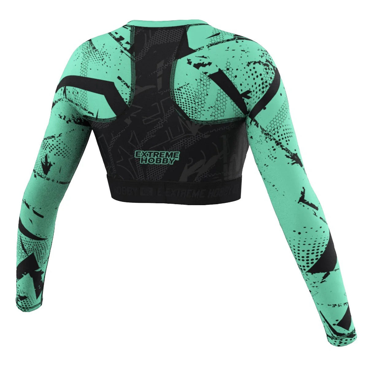 Extreme Hobby Crop Top Damski NEO Długi Rękaw Czarny/Miętowy