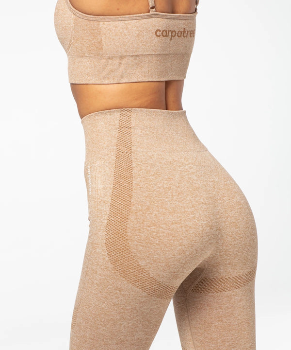 Carpatree Legginsy Bezszwowe Vibe wysoki stan Beżowe