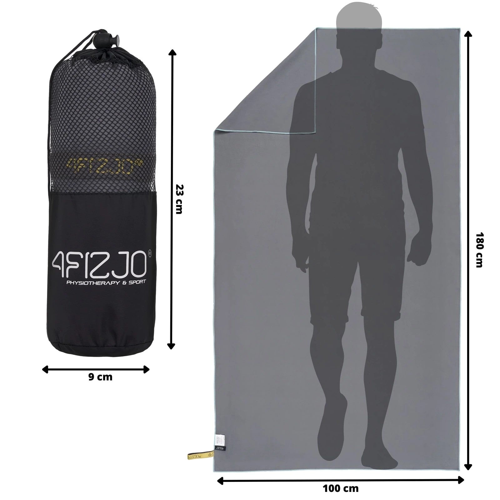 4FIZJO Ręcznik sportowy z mikrofibry 180 x 100cm DUŻY
