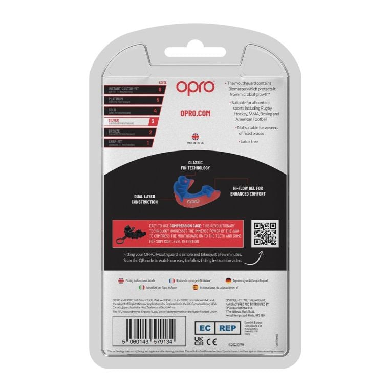 Opro Ochraniacz na Zęby Silver Czerwony/Niebieski