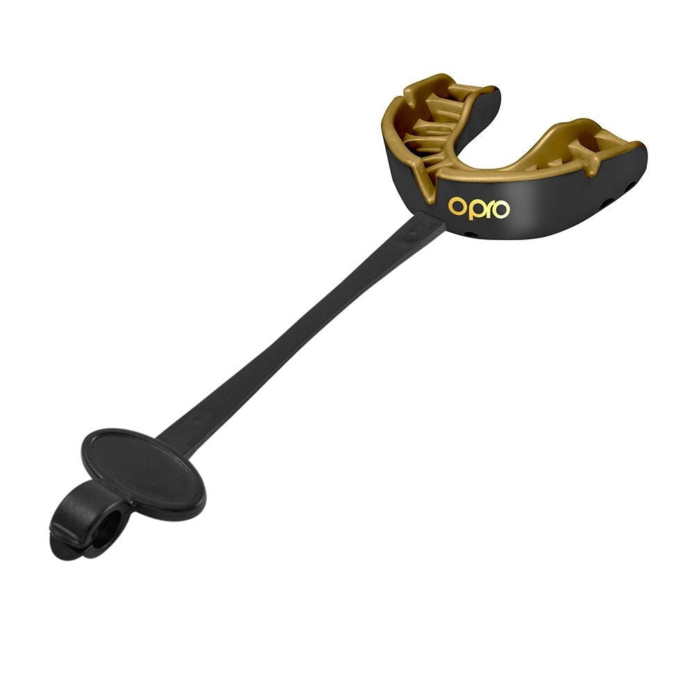 Opro Ochraniacz Na Zęby Dla Dzieci Gold + Strap Czarny/Złoty