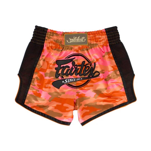 Fairtex Spodenki Muay Thai Camo BS1711 Pomarańczowe/Czarne