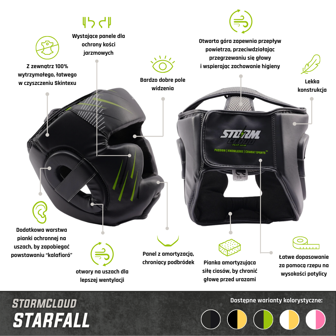 StormCloud Kask Bokserski StarFall Czarno-Czarne