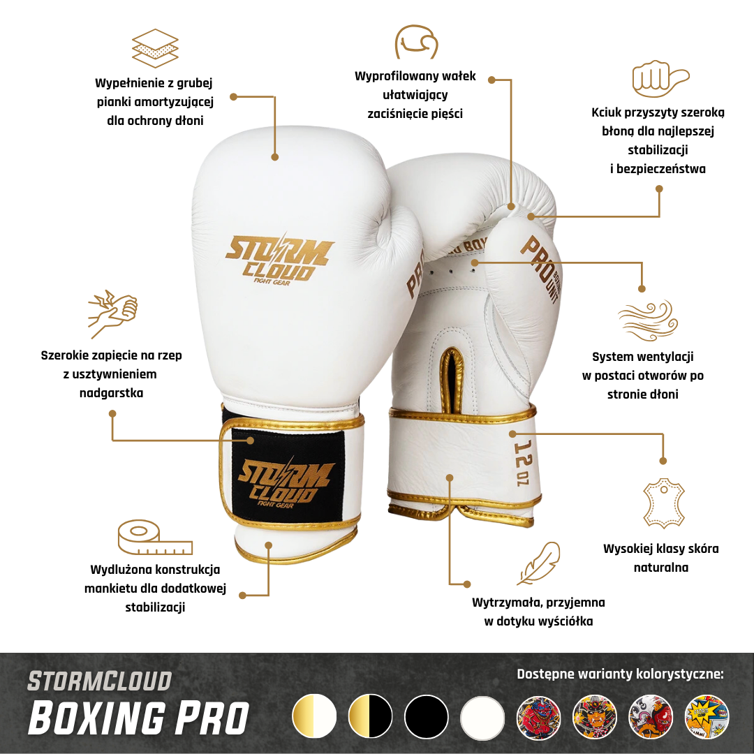 StormCloud Rękawice bokserskie ze skóry naturalnej Boxing Pro Daisho FUJIN & RAIJIN