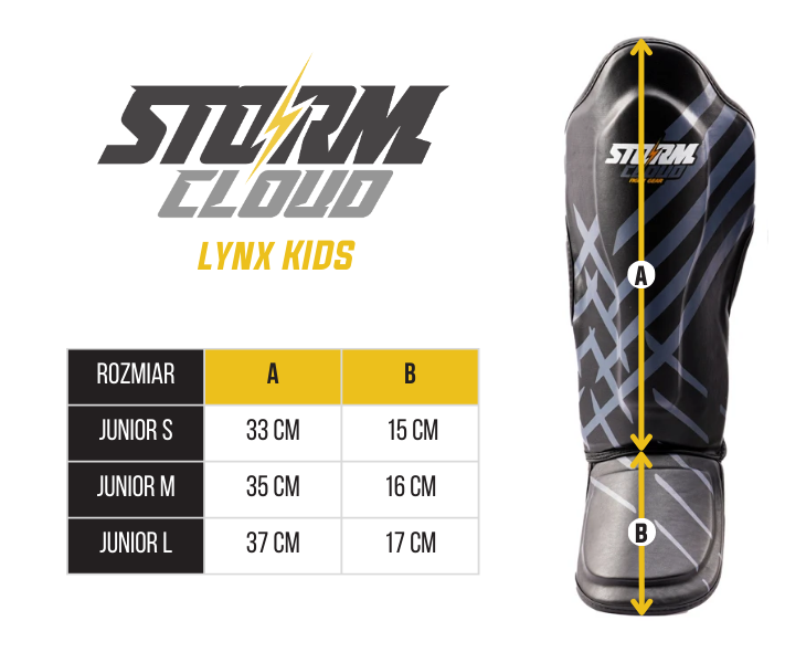 StormCloud Ochraniacze na piszczele dla dzieci Lynx Czarno-Szare