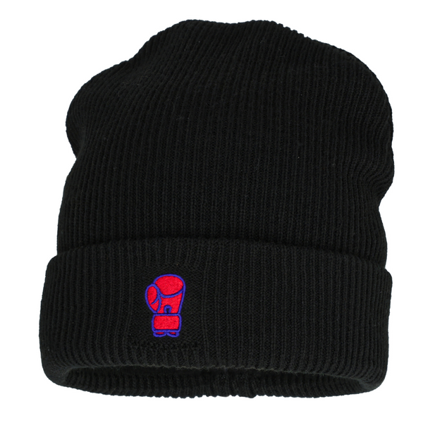 Bokserska Ferajna Czapka Zimowa Beanie z Motywem Rękawicy Bokserskiej Czarna