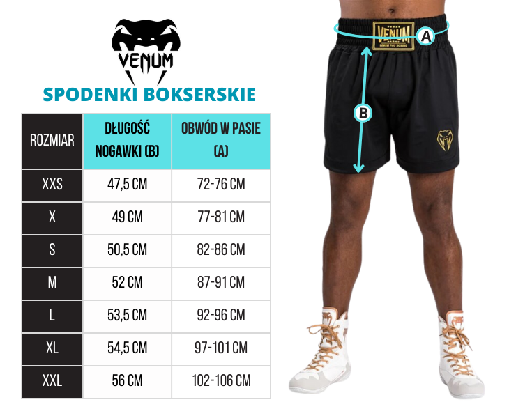 Venum Spodenki bokserskie Classic Białe/Czarne