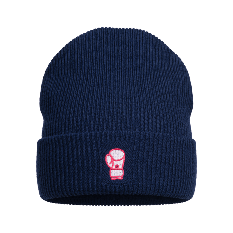 Bokserska Ferajna Czapka Zimowa Beanie z Motywem Rękawicy Bokserskiej Granatowa