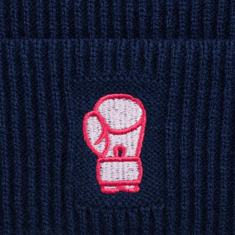 Bokserska Ferajna Czapka Zimowa Beanie z Motywem Rękawicy Bokserskiej Granatowa