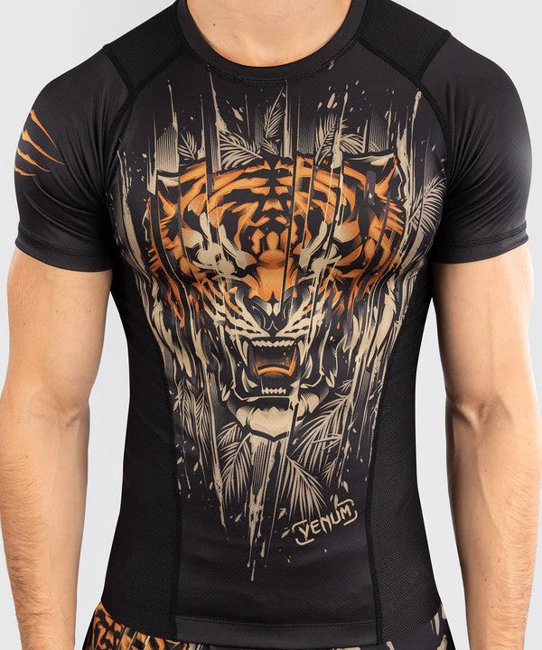 Venum Rashguard Tiger Krótki Rękaw Black/Neon Orange