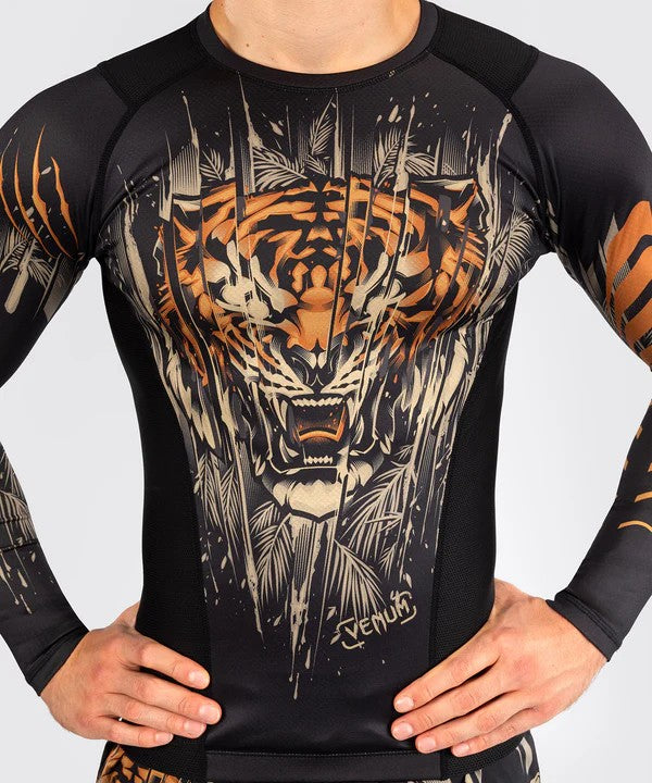 Venum Rashguard Tiger Długi Rękaw Black/Neon Orange