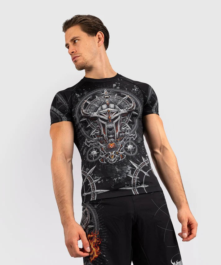 Venum Rashguard Gladiator 5.0 Krótki Rękaw Czarno-srebrny
