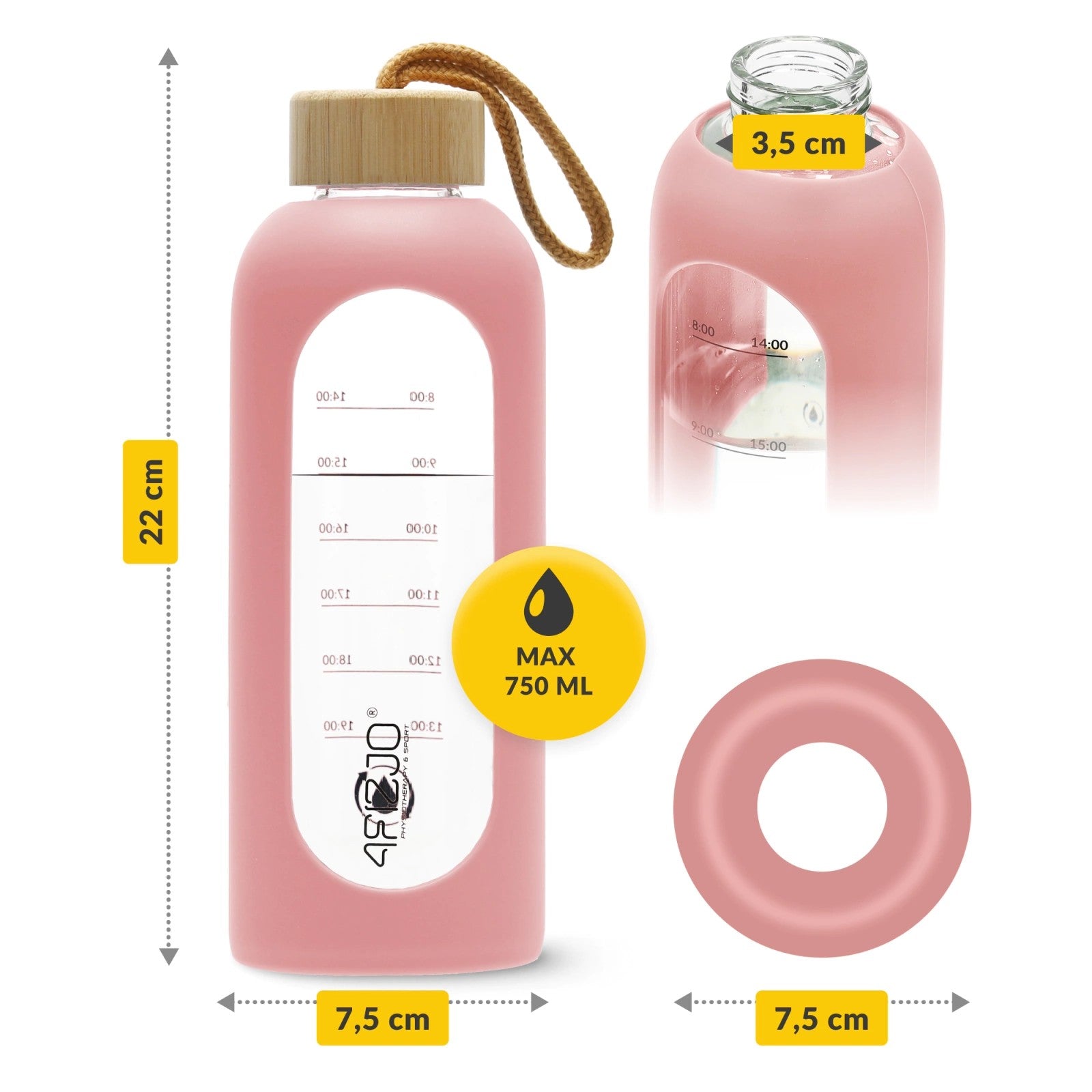 4FIZJO Butelka na wodę szklana 750 ml