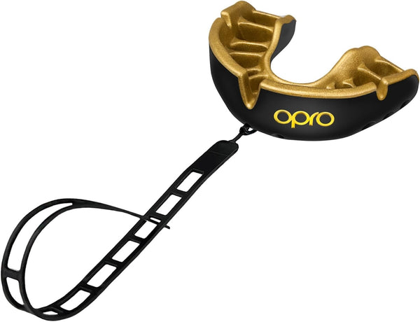 Opro Ochraniacz Na Zęby Dla Dzieci Gold + Strap Czarny/Złoty