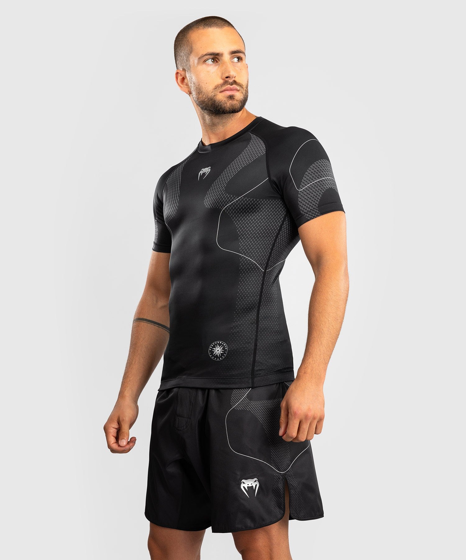 Venum Rashguard Męski Nexus Krótki Rękaw Czarny/Srebrny