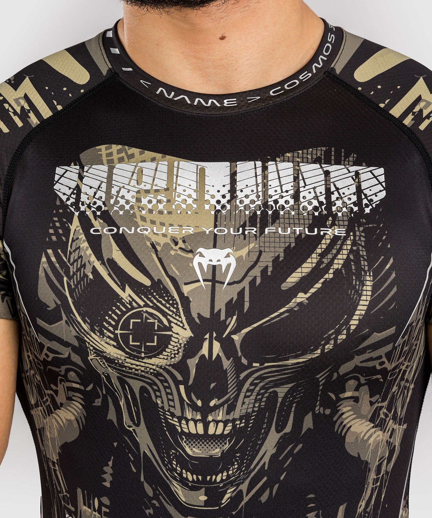 Venum Rashguard Męski Invader Krótki Rękaw Czarny/Piaskowy