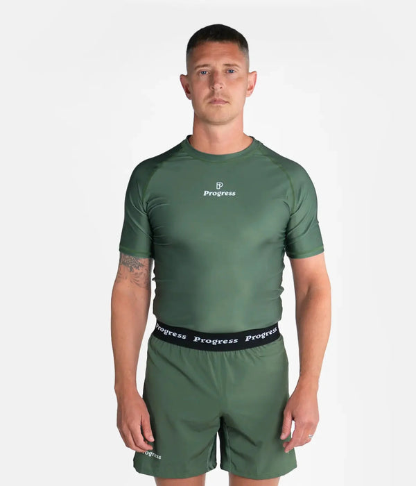 Progress Rashguard Męski Krótki Rękaw Academy Khaki