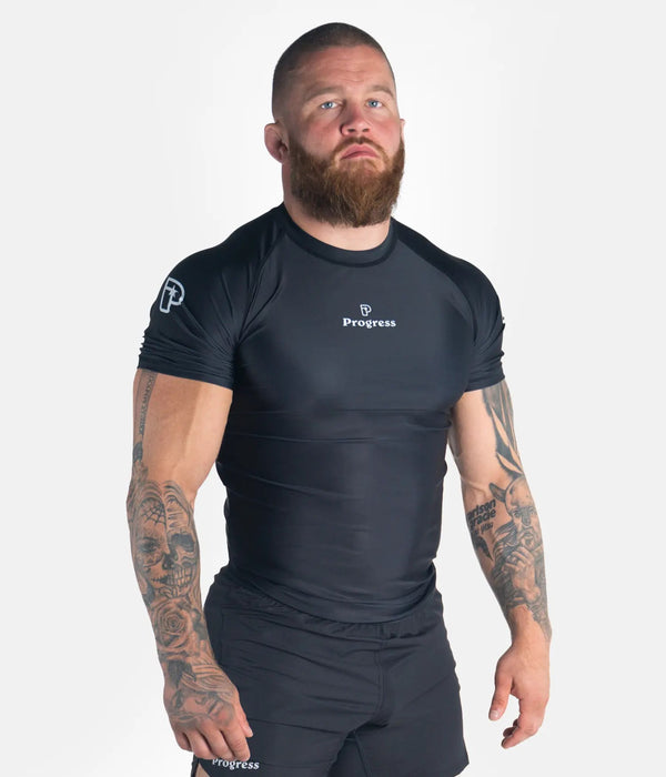 Progress Rashguard Męski Krótki Rękaw Academy Czarny