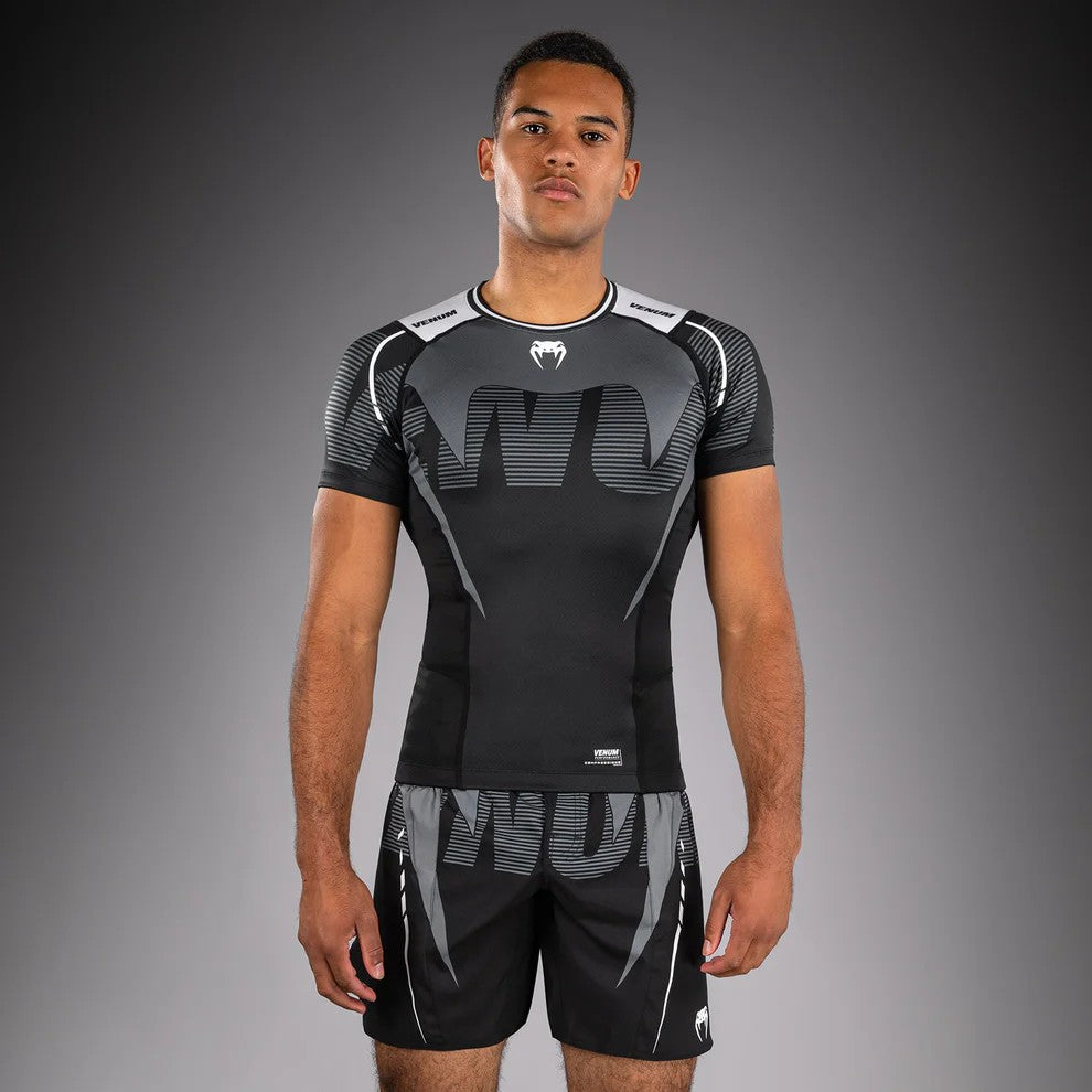 Venum Rashguard Męski Adrenaline Krótki Rękaw Czarny/Srebrny