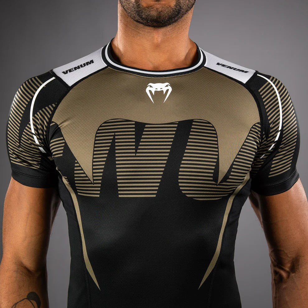 Venum Rashguard Męski Adrenaline Krótki Rękaw Czarny/Piaskowy