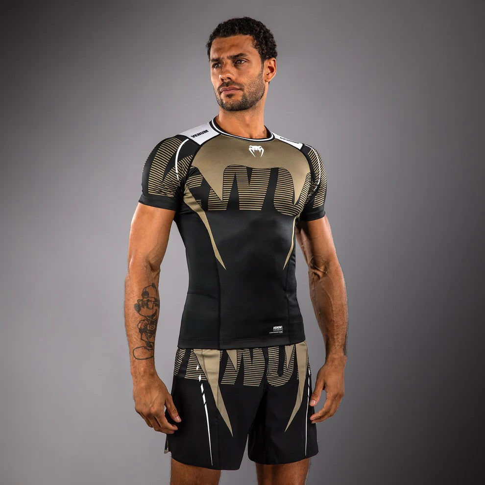 Venum Rashguard Męski Adrenaline Krótki Rękaw Czarny/Piaskowy
