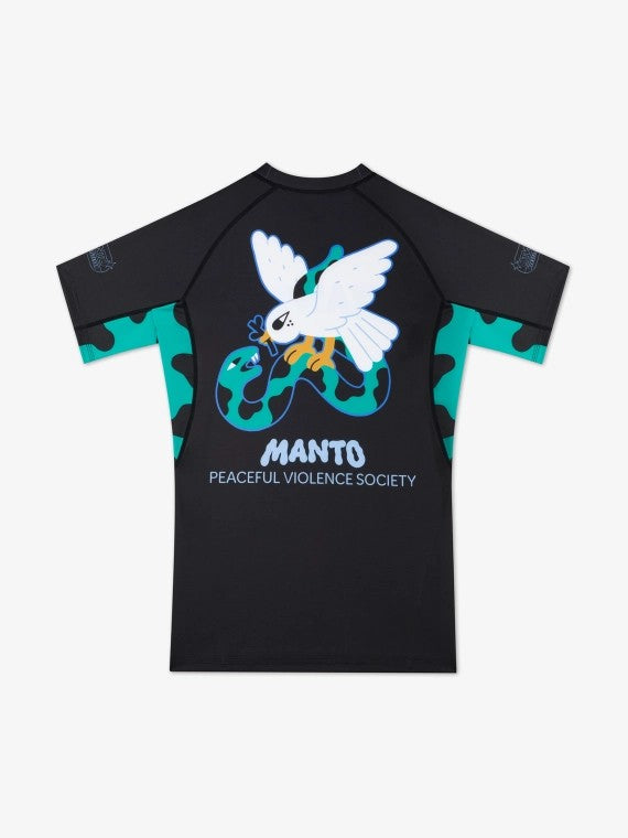 MANTO Rashguard Męski Krótki Rękaw DOVE Biały/Czarny