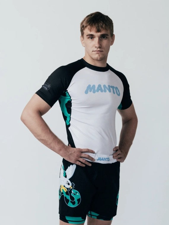 MANTO Rashguard Męski Krótki Rękaw DOVE Biały/Czarny