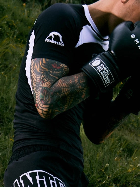 MANTO Rashguard Męski Krótki Rękaw RANKED Biały/Czarny