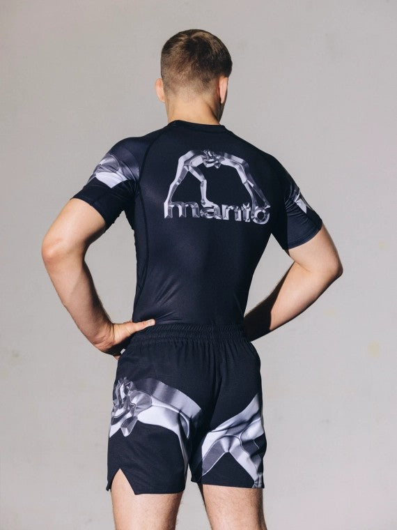 MANTO Rashguard Męski Krótki Rękaw METAL Czarny