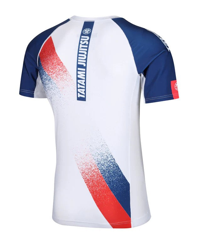 Tatami Rashguard Męski Krótki Rękaw Abstract Biały/Granatowy