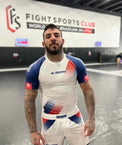 Tatami Rashguard Męski Krótki Rękaw Abstract Biały/Granatowy