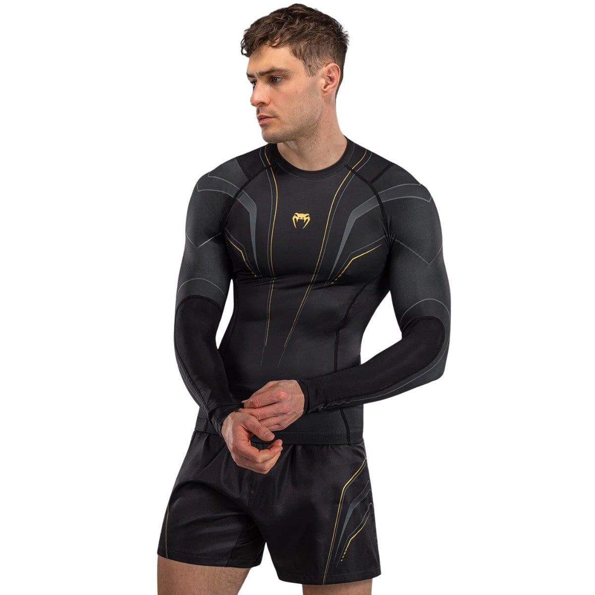 Venum Streamline Rashguard męski z długim rękawem Czarny/Złoty