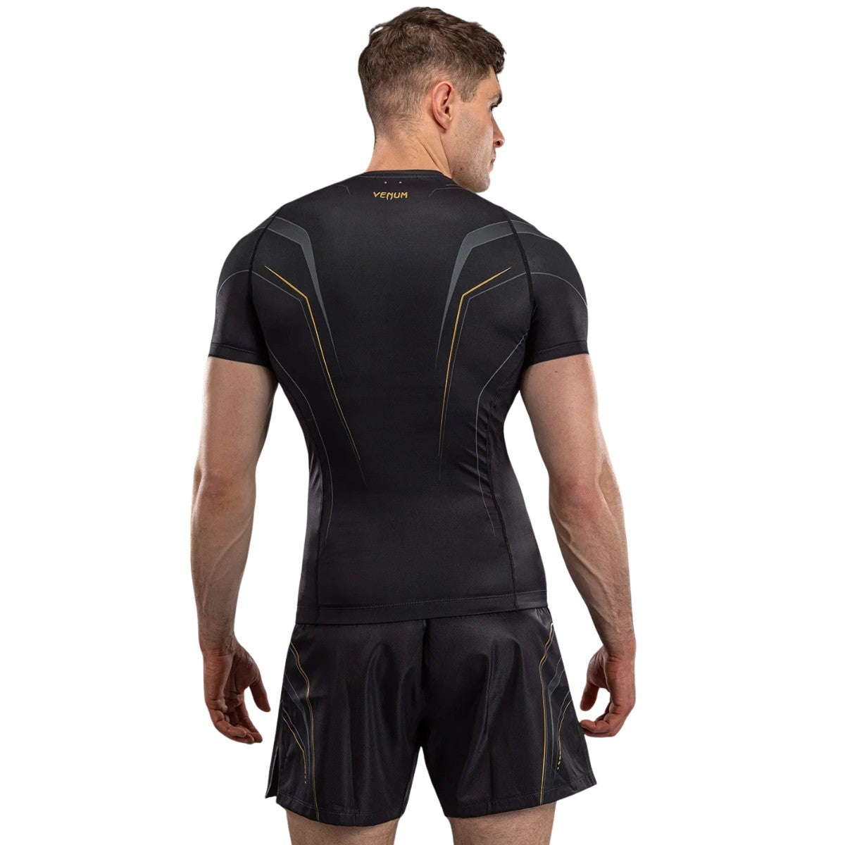Venum Streamline Rashguard męski z krótkim rękawem Czarny/Złoty